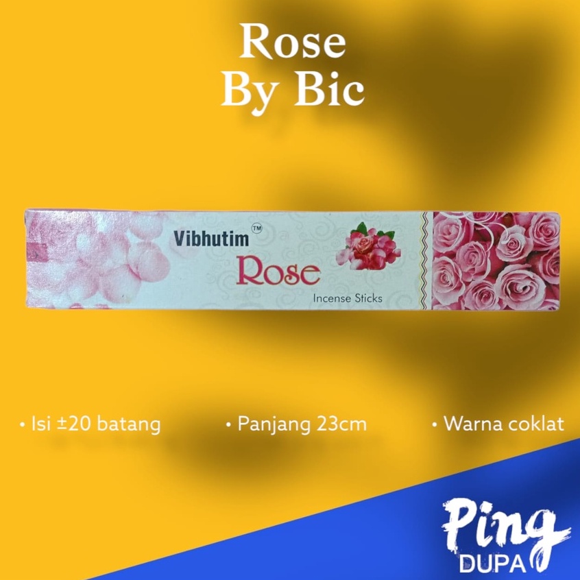 Dupa Rose Vibhutim Aroma Mawar Handmade by Bic India Isi 20 Batang Hio