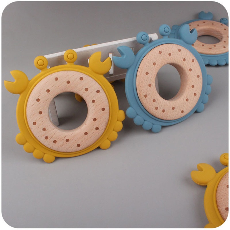 Mary Mainan Teether Bayi Bentuk Kepiting Kartun Bahan Silikon