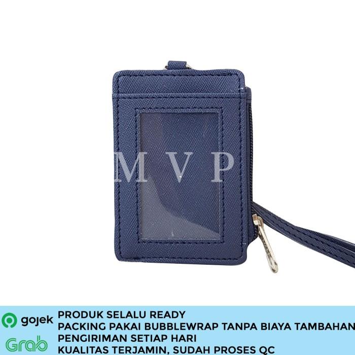 

Lanyard Retsleting Name Tag Id Card Holder Kulit Sintetis Biru Navy
