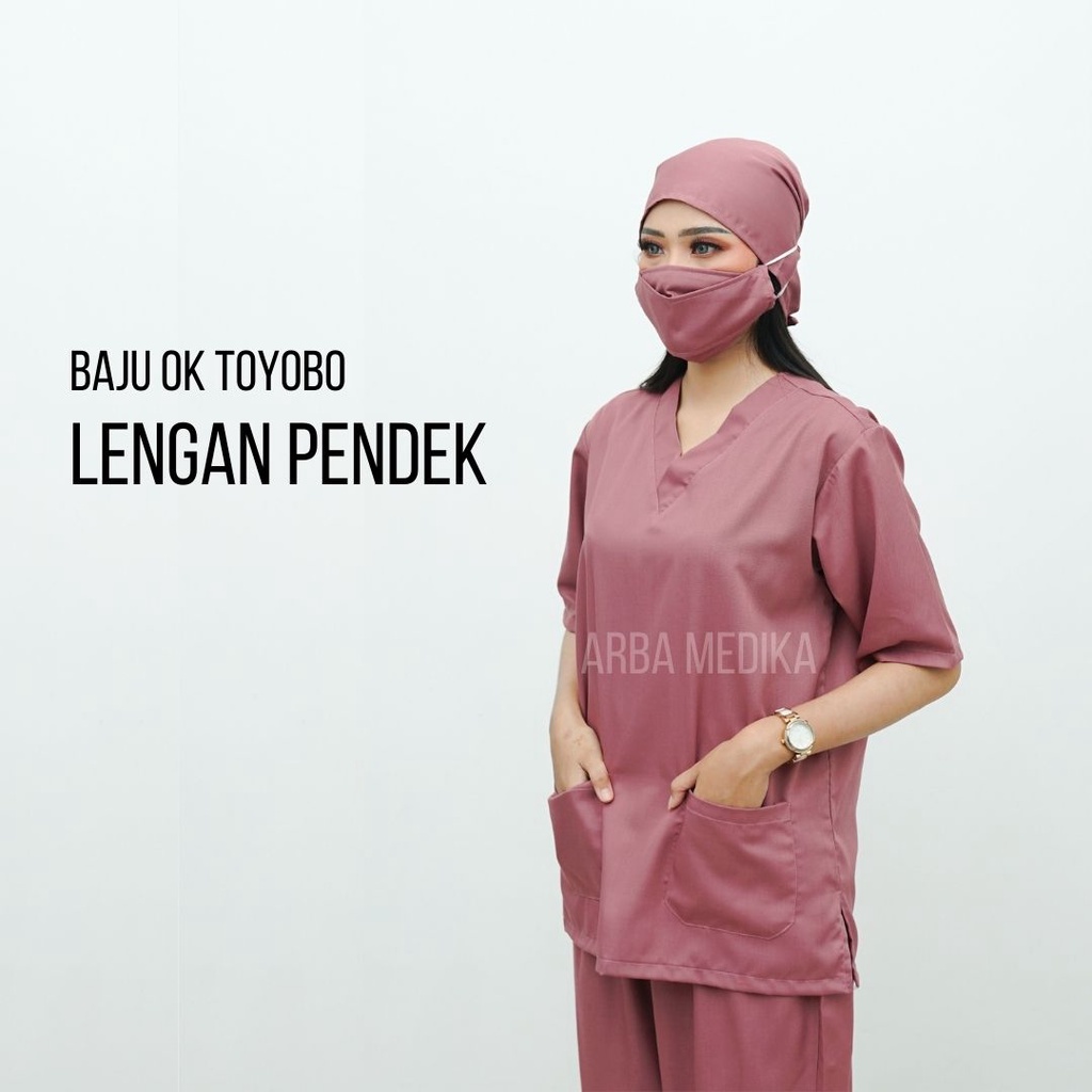 Baju OK OKA Dokter Perawat Petugas medis LENGAN PENDEK Toyobo Original ukuran S M L XL XXL