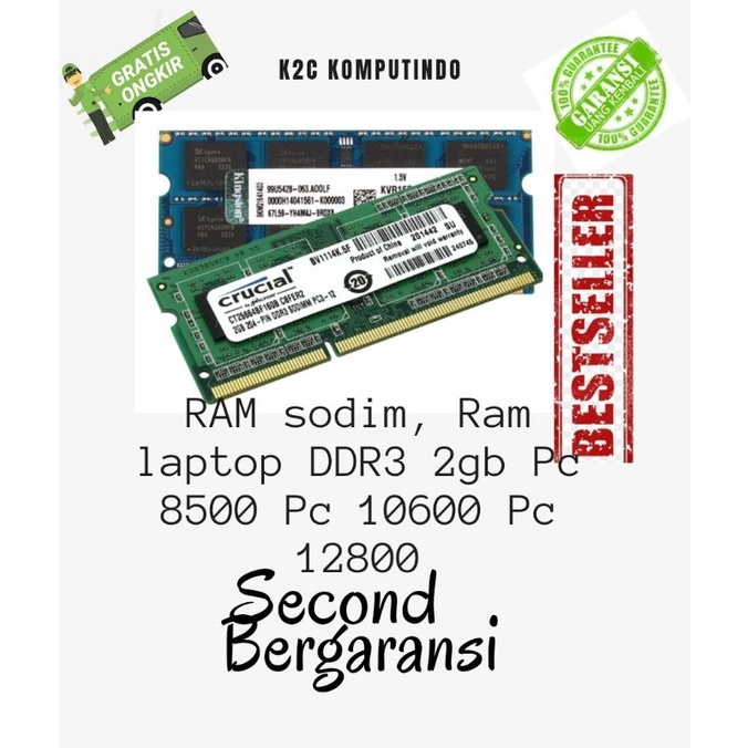 Ram Laptop sodim ddr3 2gb pc 8500, pc 10600,pc 12800