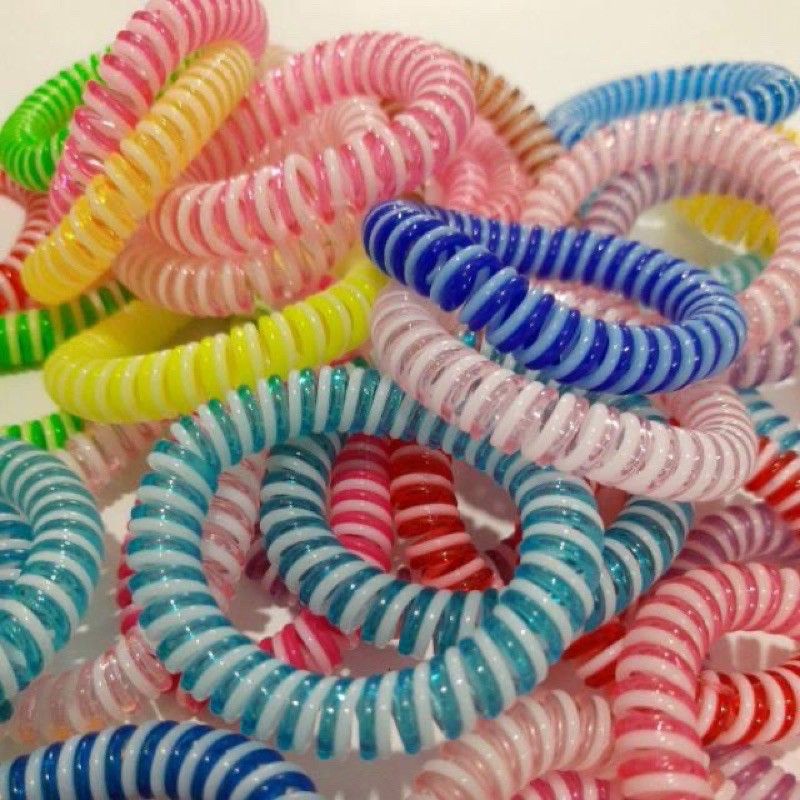 IKAT RAMBUT SPIRAL isi 12pcs KUNCIR KABEL TELEPON  KUNCIRAN