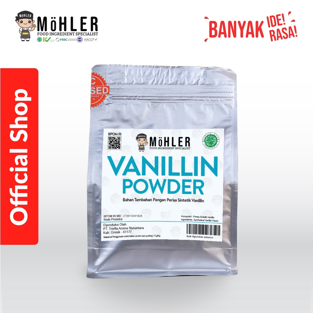 MOHLER Vanillin Powder 500 Gr, 1000 Gr (BELI 1 GRATIS 1) (KLIK KOMBO HEMAT UNTUK BELI 1 GRATIS 1)