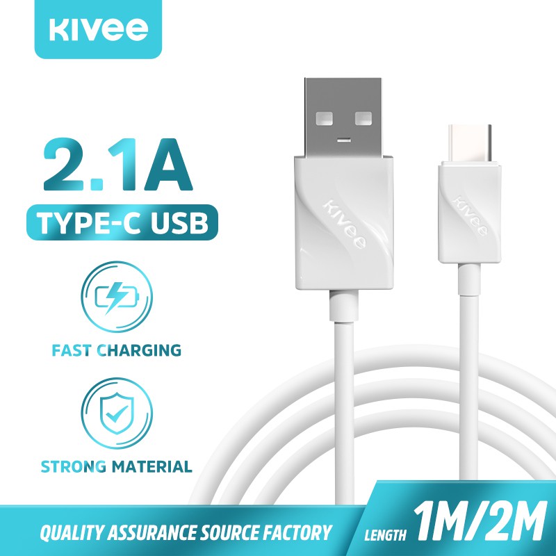 Kivee Kabel Data Android Type-C USB Fast Charging White Samsung Xiaomi Vivo Oppo 2.1A