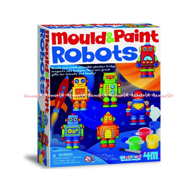 4M Mould &amp; Paint Robots Paket Mainan Membuat Stempel Robot