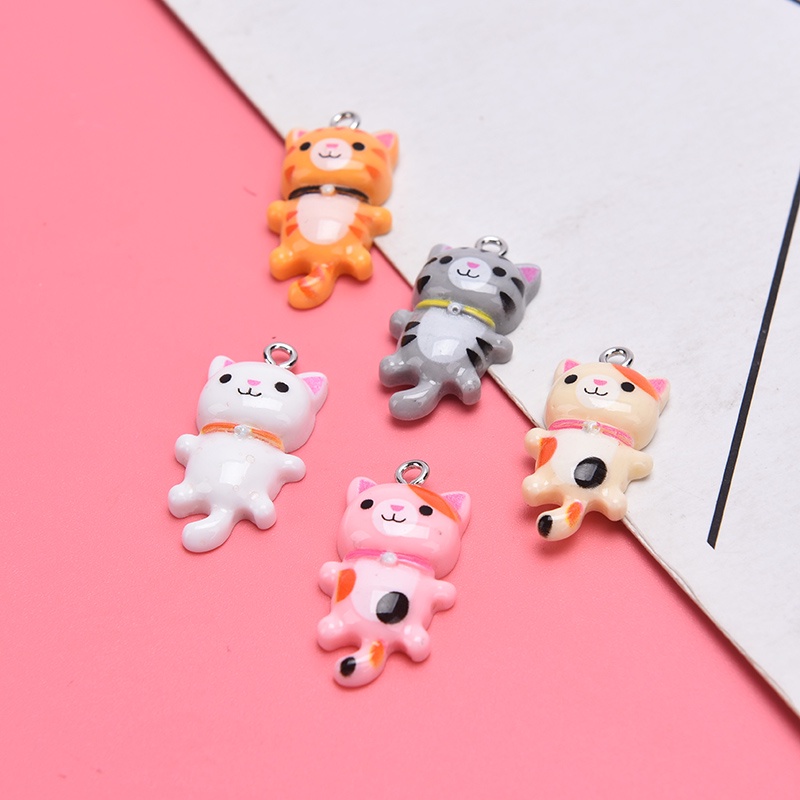 10pcs Liontin Bentuk Hewan Kucing Bahan Resin Untuk Membuat Perhiasan Anting