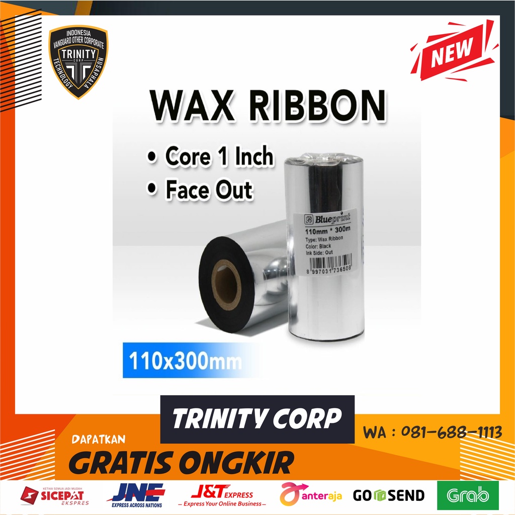 

Ribbon Wax Barcode Label STICKER 110 x 300m Blueprint Thermal Transfer Ribbon