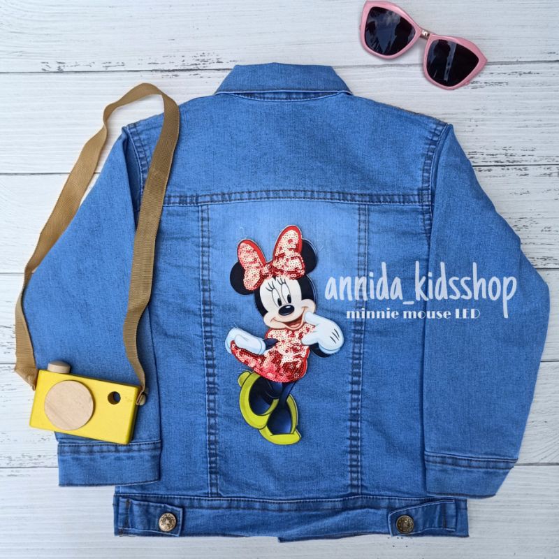 jaket jeans anak minnie mouse LED / Jaket jeans anak LED/ Jaket jeans anak