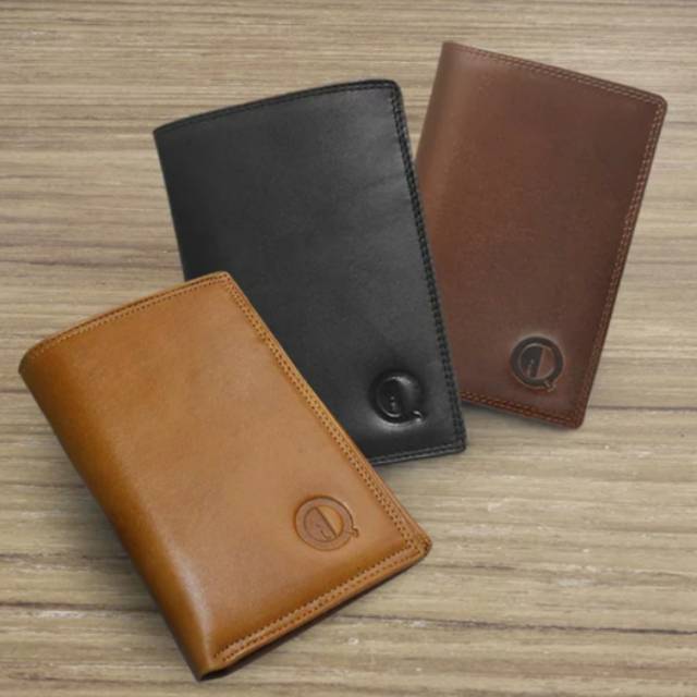 (BAYAR DITEMPAT) Dompet Lipat kulit sapi asli pria Qi Leather
