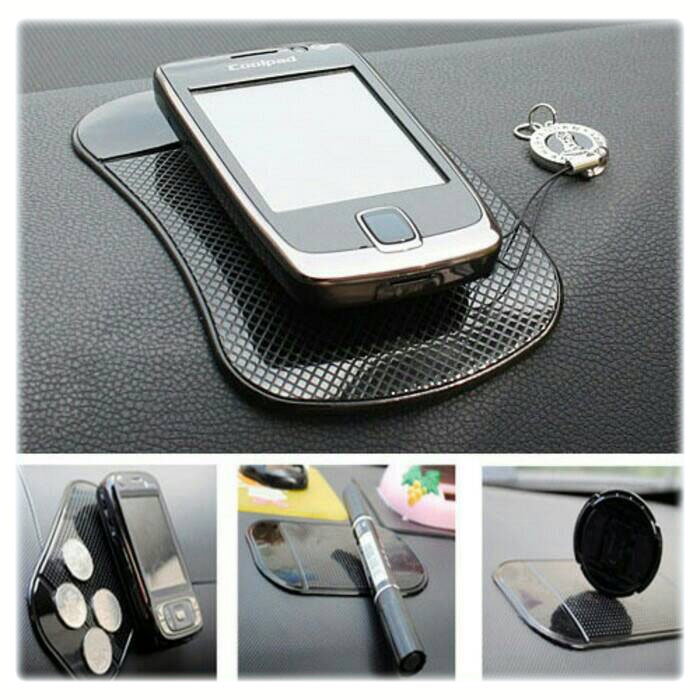 Sticky Pad Anti Slip Di Dashboard Mobi - Super Sticky Pad Anti-Slip Mat Mobil - Gel Magic Sticky Pad Anti Slip Non Slip Mat for Mobile - Hitam