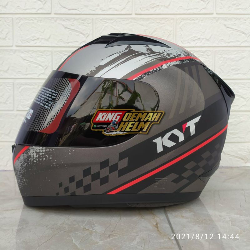 HELM KYT R10 MOTIF 4 GUNMETAL DOFF RED HELM TOURING KYT R 10 MOTIF SERI 4 ORIGINAL MURAH KYT R10 ORI