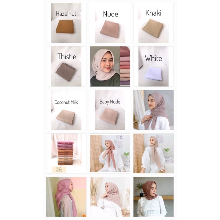 [Bisa COD] Hijab Segiempat Paris Premium  Bahan Katun Premium  Ukuran 110x110cm