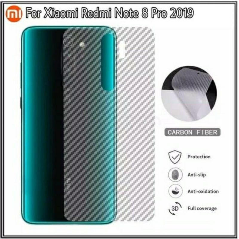 Anti Gores Skin Karbon Redmi Note 7 / 8 / 8Pro / 9 / 9Pro /10 / 10Pro / Poco M3 / Poco X3 / Redmi 9T