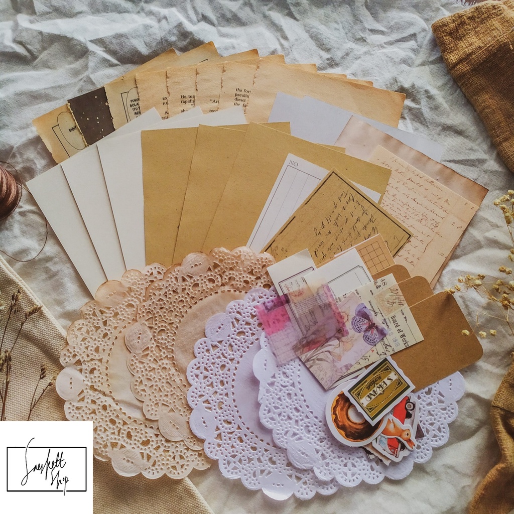 

Journal Kit Journaling Kit Aesthetic Bujo Kit Vintage Old Paper Jurnal Jurnaling Ephemera Economic Bundle 44pcs