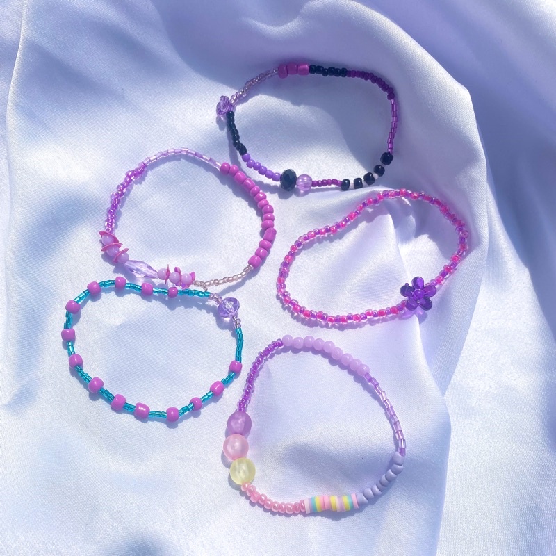 Jual Gelang Manik Manik / Bead Bracelet Korea | Purple Edition | Shopee ...
