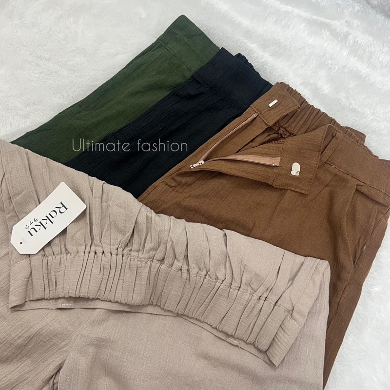 Kulot Linen Crinkle 898 - Celana Kulot - Celana Wanita - Trouser  Pants Korea Kekinian Terbaru