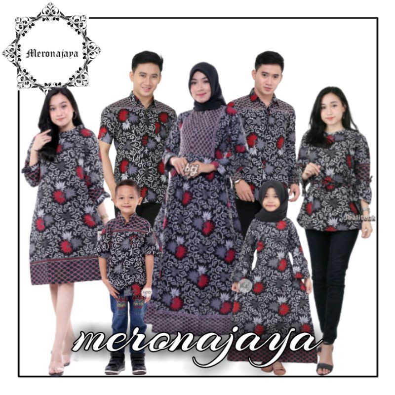 Batik Couple Keluarga Sania Ruffle Ori Ndoro Jowi Dnt Motif Kembang Langit