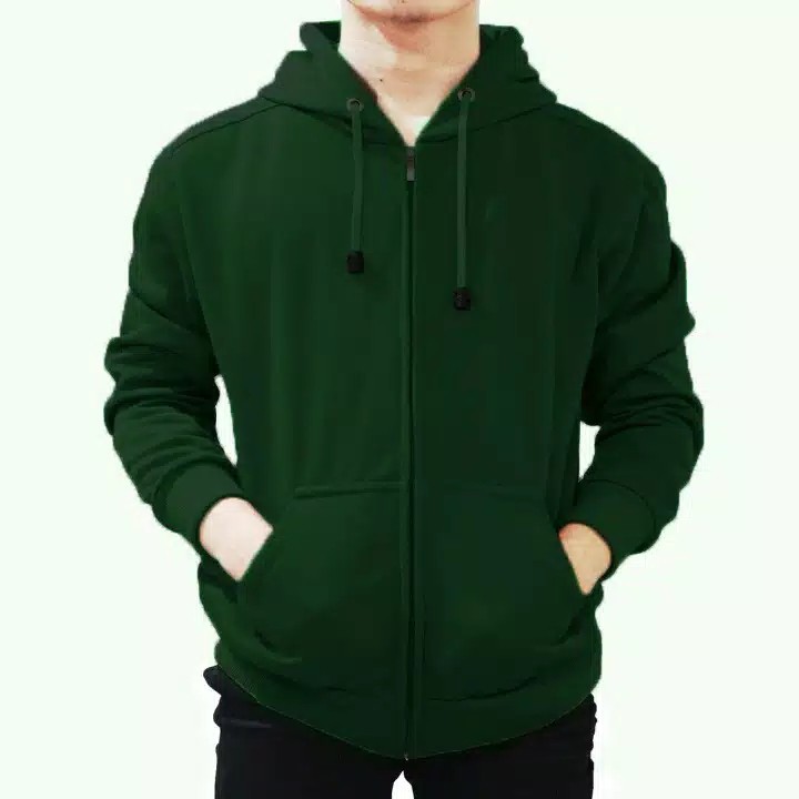 INDO - Jaket Hoodie Zipper Polos Pria Wanita