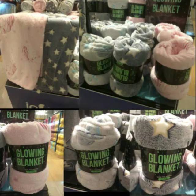 Selimut Glowing Blanket Glow In The Dark Informa Star Space Unicorn 125x152cm