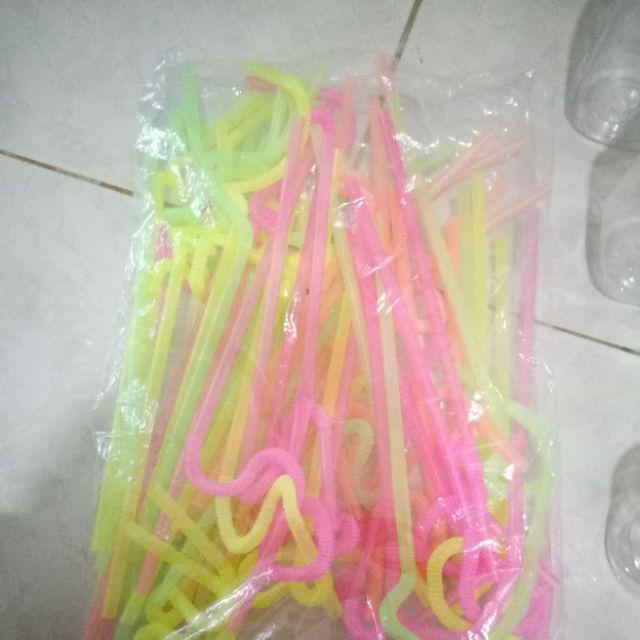 Sedotan Ulir Funky Straw 1 Bungkus Isi 50 Pcs Mix 4 Warna Surabaya