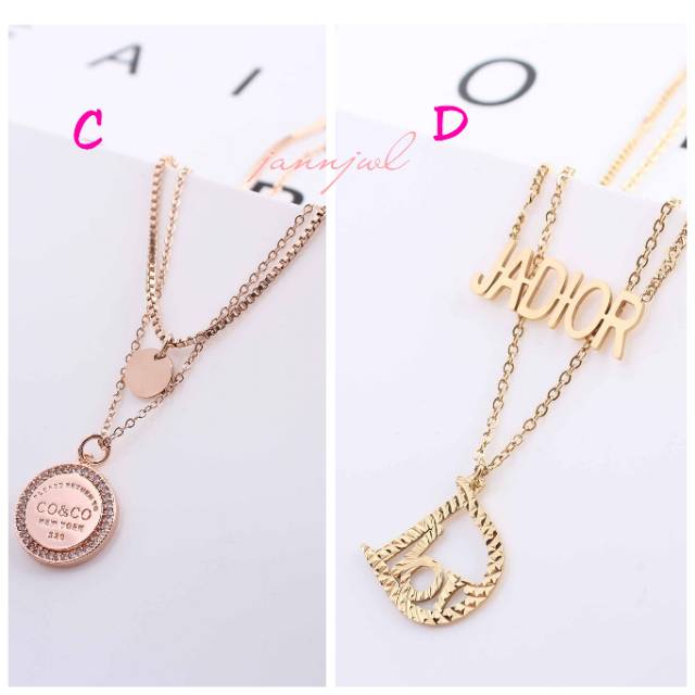 Kalung Titanium Asli Anti Karat &amp; Alergi Double Layer Fashion Korea KT-08