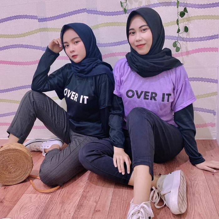 Atasan baju oversize OVER IT warna LILAC bahan spandex