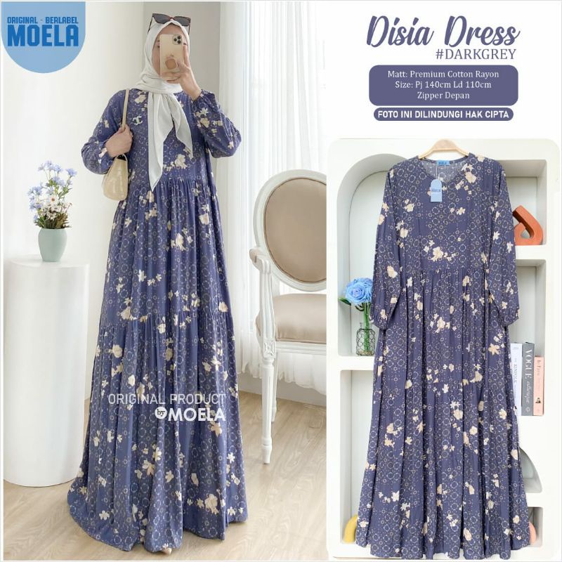 Diasa Dress Moela Berlabel Gamis Motif Bunga.
