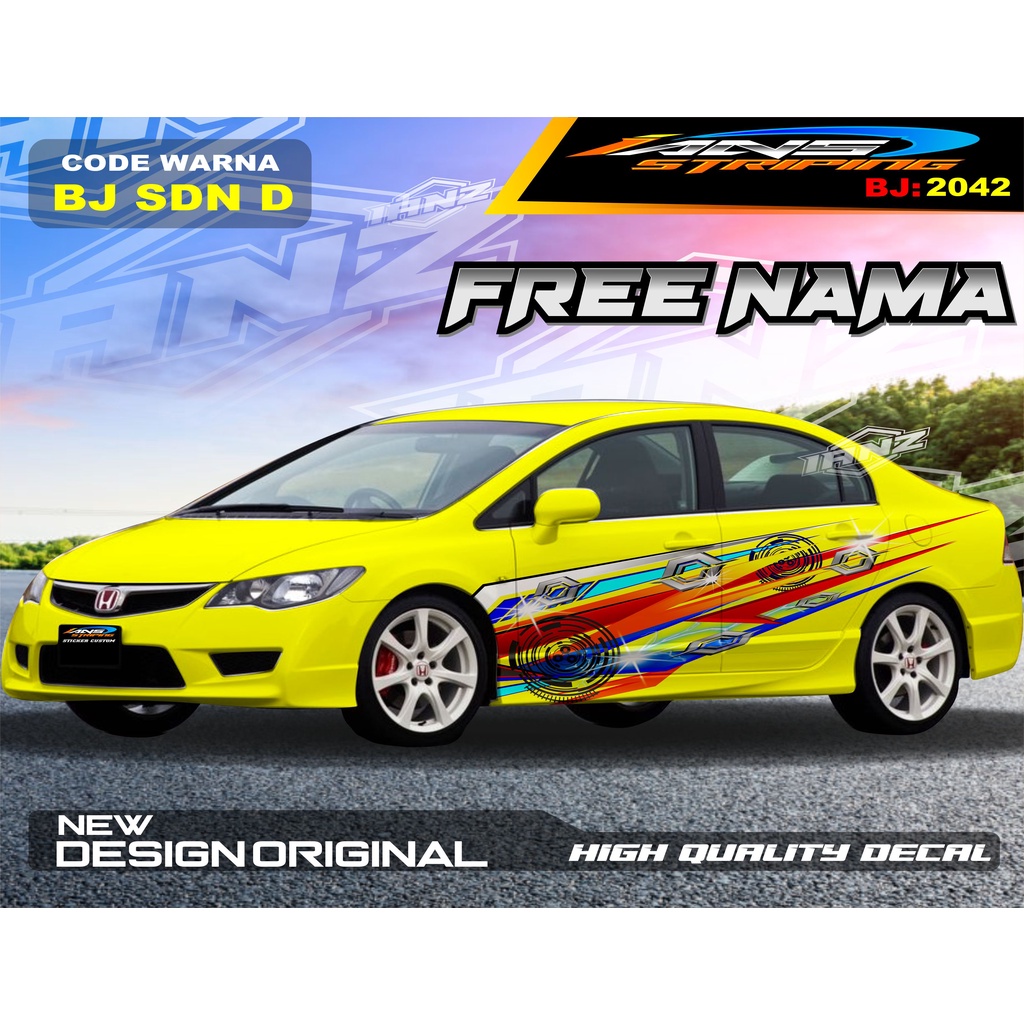 STICKER VARIASI MOBIL HONDA CIVIC  / VARIASI STICKER BODY SAMPING MOBIL VIOS / STIKER MOBIL TERBARU