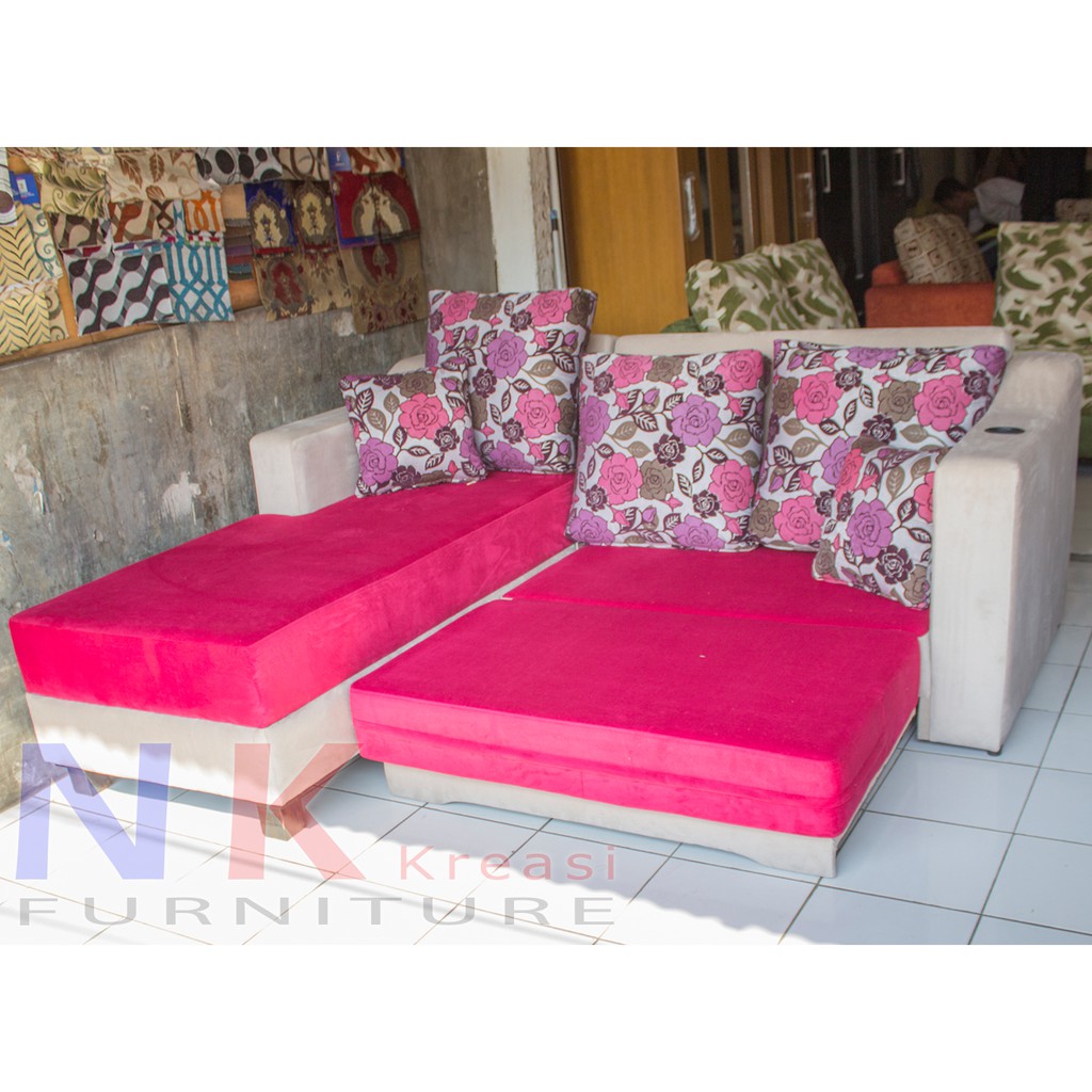 Sofa kursi tamu L BED Minimalis, Sofa Santai, sofa sudut