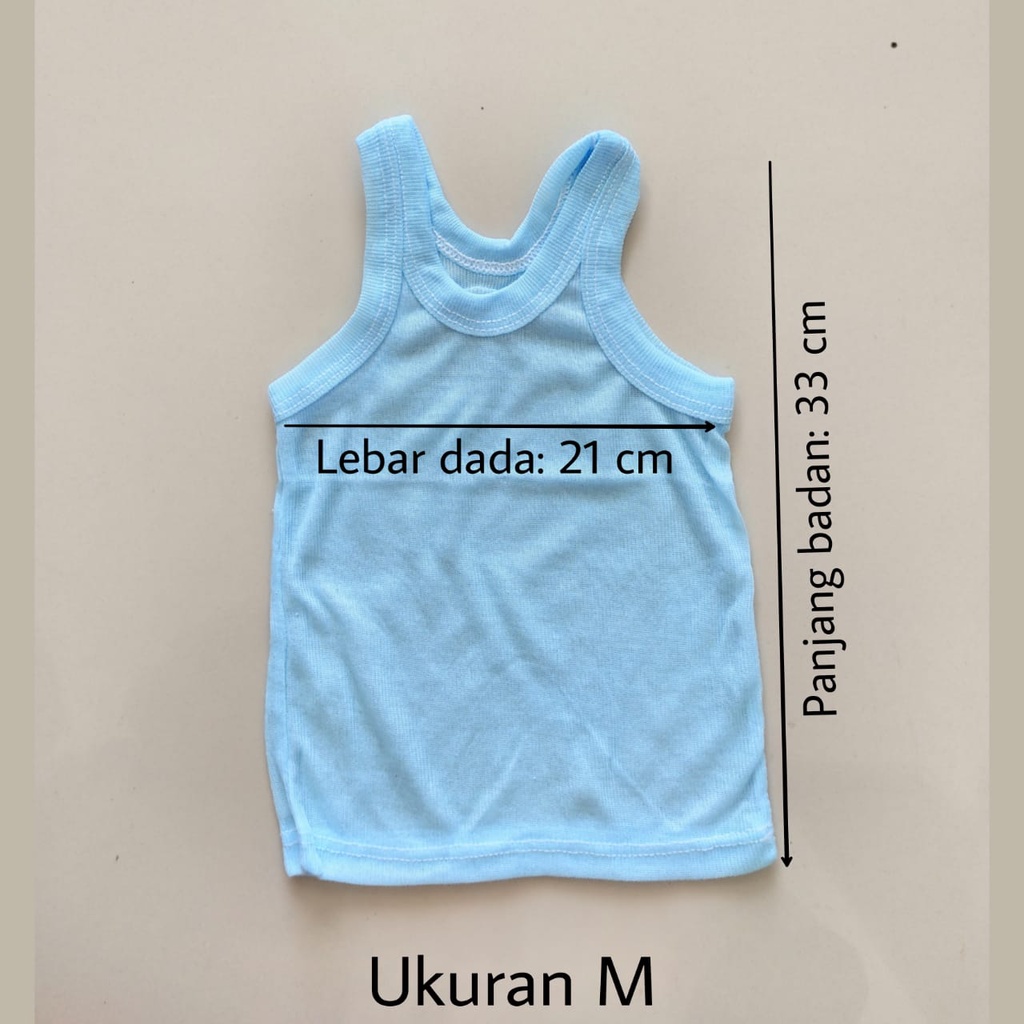 1/2 LUSIN (6 pcs) Singlet bayi WARNA ukuran S / M / L / XL harga GROSIR