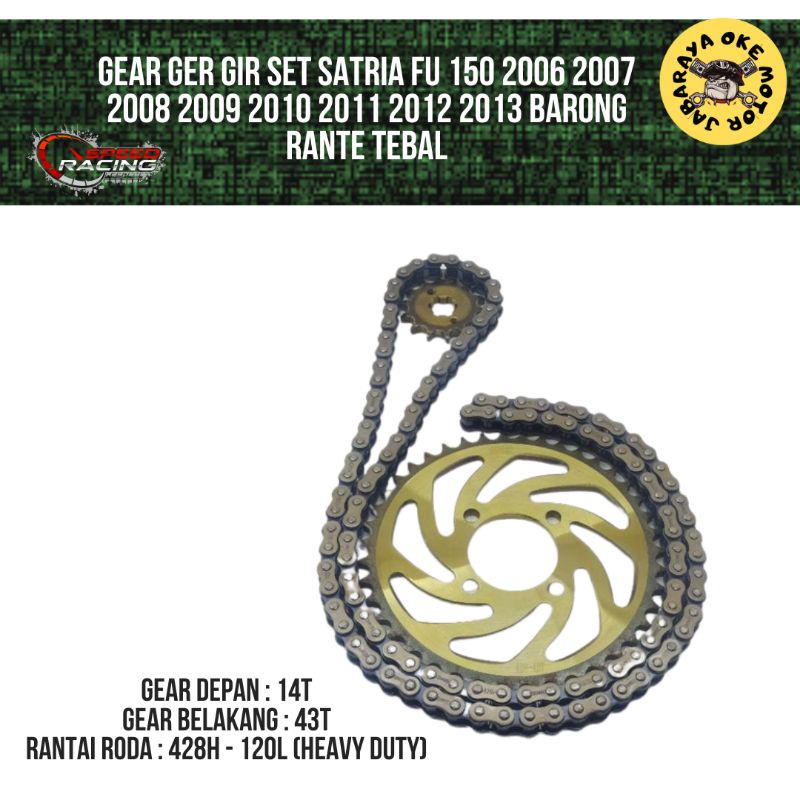 GEAR GER GIR SET SATRIA FU 150 2006 2007 2008 2009 2010 2011 2012 2013 BARONG RANTE TEBAL DAYA TAHAN