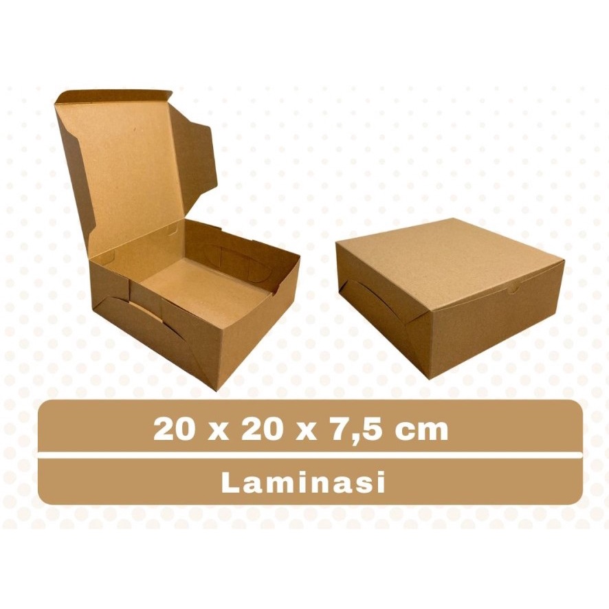 

Kotak Nasi Kraft Lami 20X20X7,5 CM 10 pcs LAMINASI 325 GSM Catering Box Cake Kue