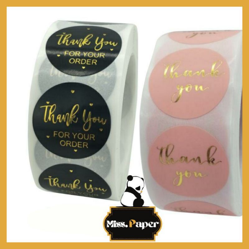 

500pcs Stiker Thank you Black Gold & Pink Gold - Miss paper