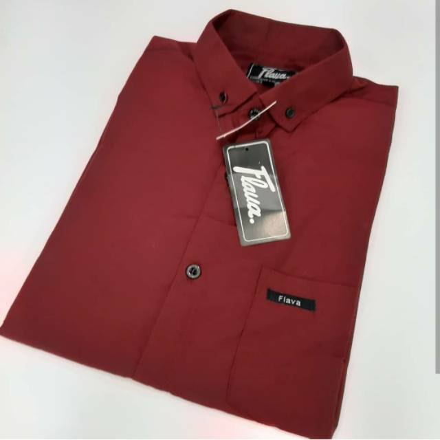 Kemeja Pendek Pria Polos Casual Slimfit Oxford Katun Premium Merah Biru Muda