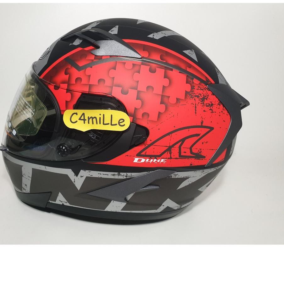 WVY HELM INK DUKE #2 BLACK MATT RED FLUO DOUBLE VISOR + ANTI FOG FULL FACE *