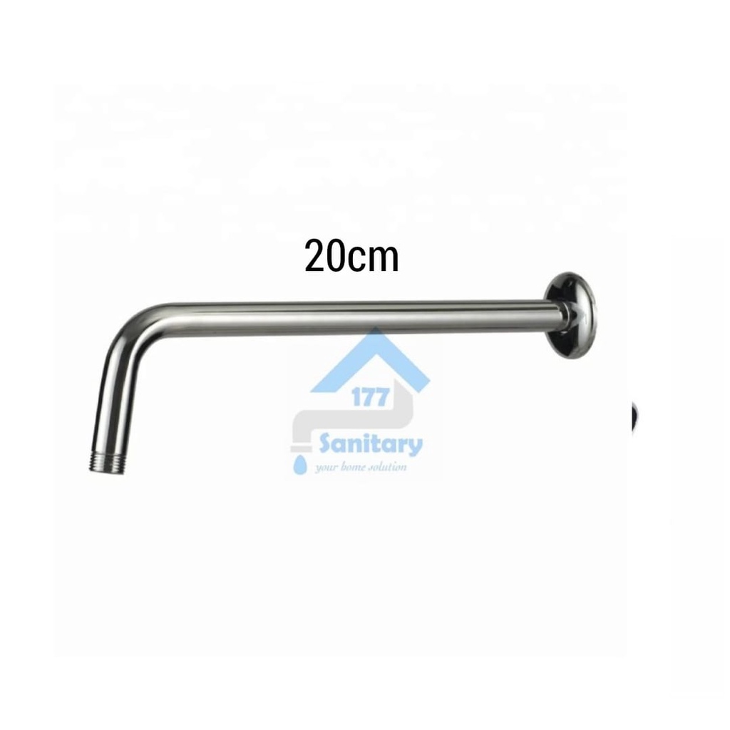 Pipa Shower Tanam Tembok Stainless 20cm / 30cm - Hanya Tiang Wall Shower 1/2 inch Stenlis