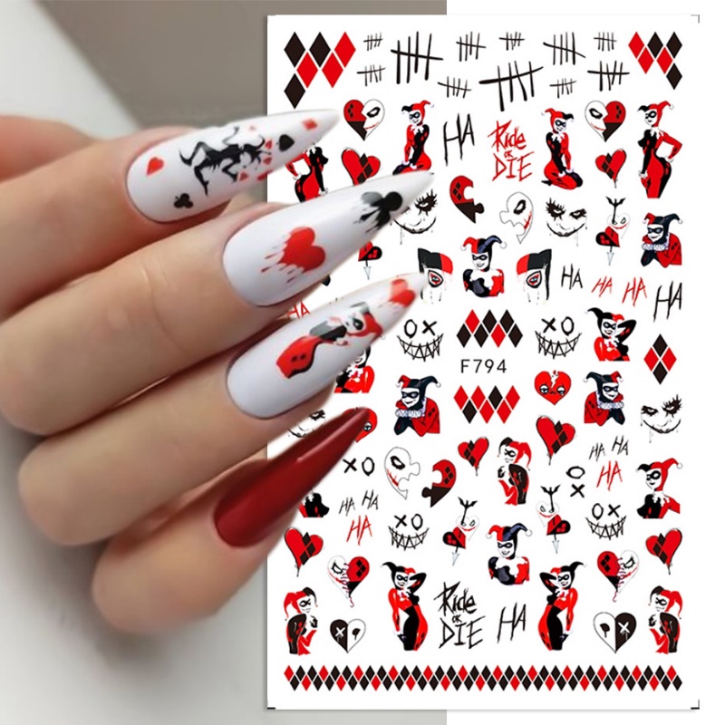 Stiker Kuku 3D Motif Tengkorak Laba-Laba / Laba-Laba / Ular / Cakaran Darah Untuk Dekorasi Halloween