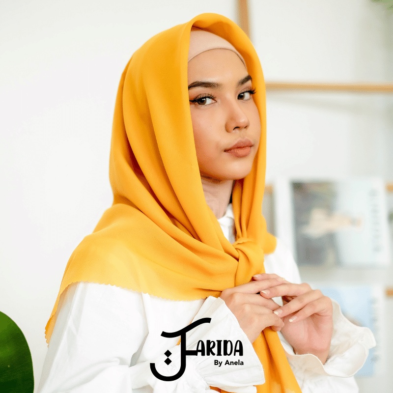 Daily Hijab Bella Lasercut / Kerudung Segiempat Basic Laser / Jilbab Bella Square Premium-MUSTARD