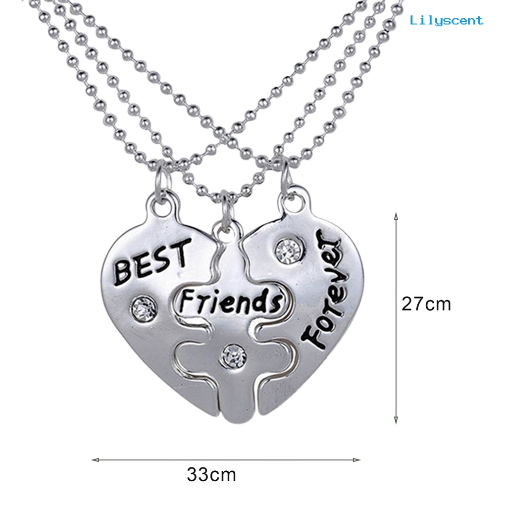 Lc 3Pcs / Set Kalung Rantai Dengan Liontin Hati Motif Ukir Tulisan Best Friends Forever Untuk Kencan