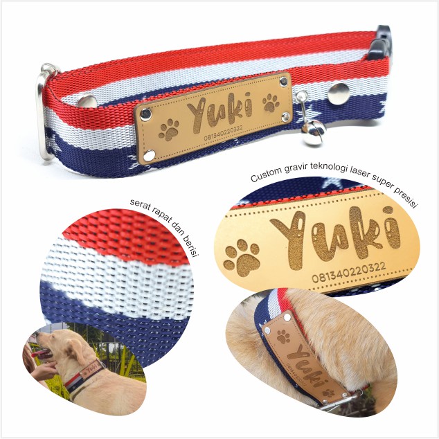 JUMBO - Kalung Custom Nama Anjing Aksessoris Hewan PU Leather/Kulit Sintetis