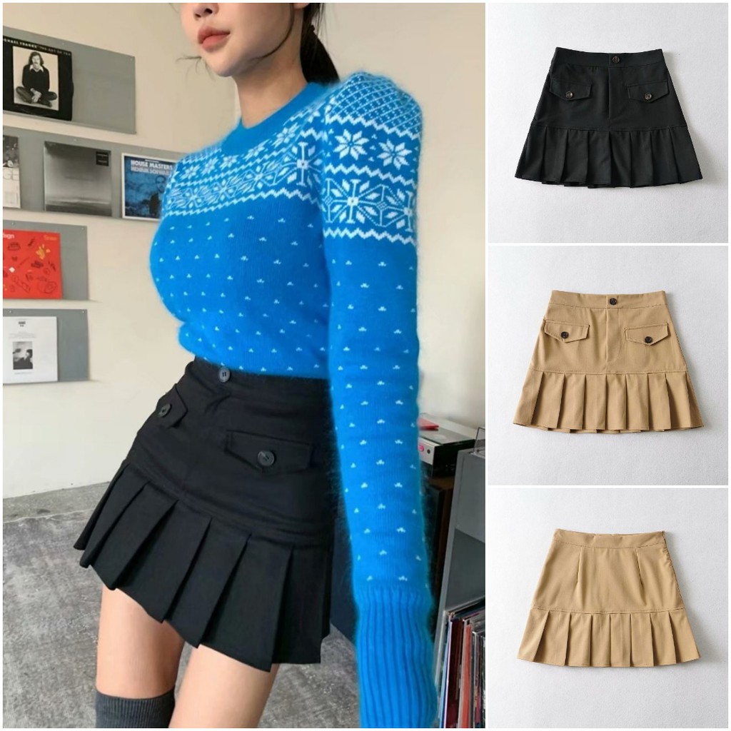 ROK MINI IMPORT WANITA GAYA KPOP DANCE MODEL PLEATED PREMIUM 6VEN1128