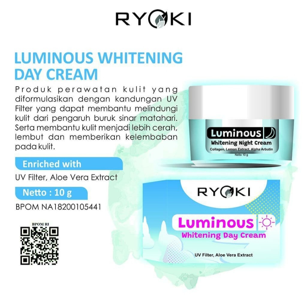 Bpom Ryoki Skincare Pemutih Wajah Luminous Whitening Day Cream 10Gr Original Murah