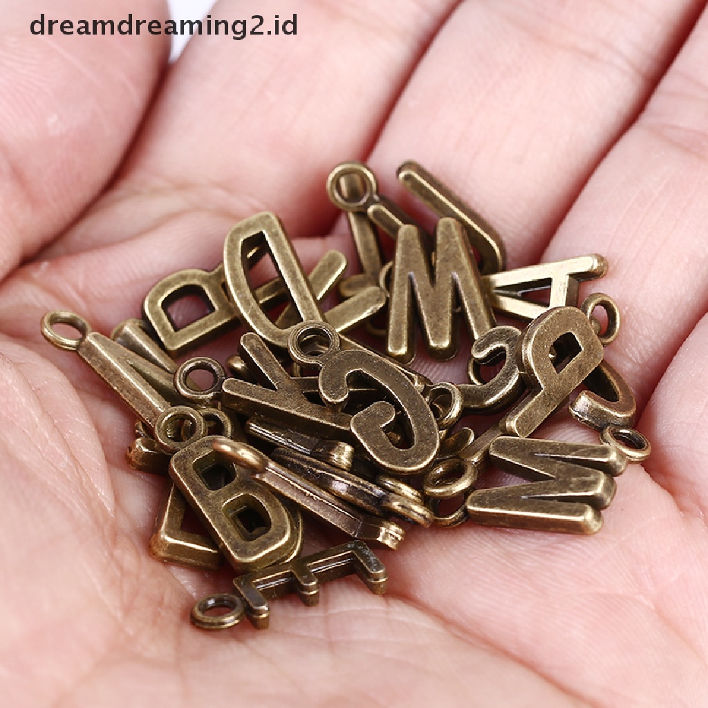 26pcs Liontin Huruf Alfabet A-Z Warna Silver / Gold Untuk Perhiasan Charms