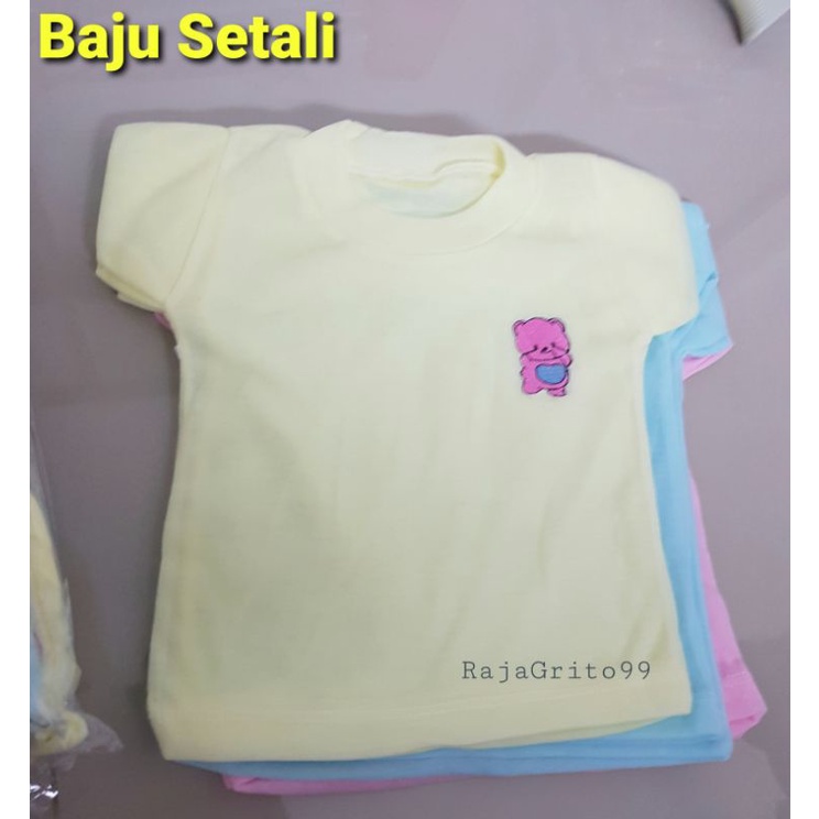 Baju Setali Sporot Lengan Pendek 1 Lusin Bahan Kaos Sporot Warna Motif Bordir Boneka Grosir newborn