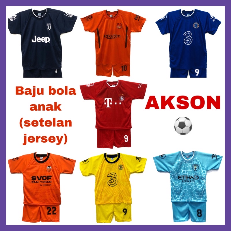 Setelan baju bola anak laki laki / setelan baju bola anak / setelan jersey / setelan baju bola anak 2 - 15 Tahun