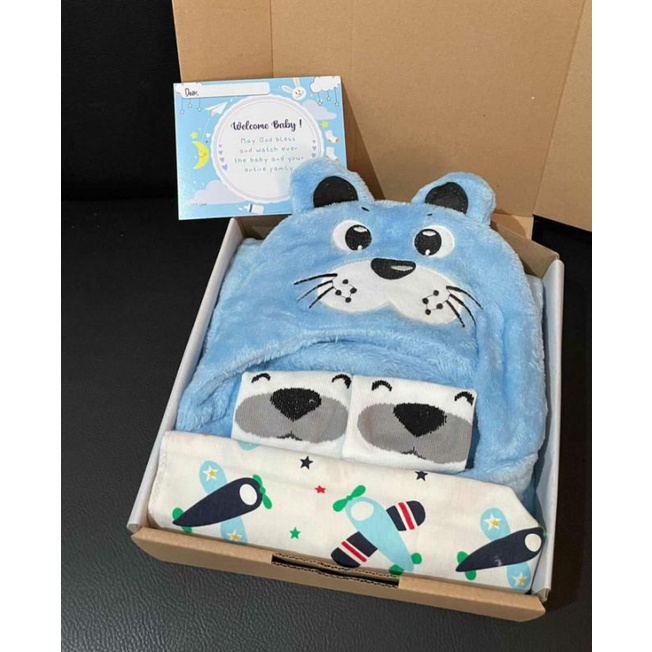 Hampers baby newborn | Kado bayi | Hadiah lahiran | Hampers selimut bayi | Hampers bayi cewe | Hampers bayi cowo-Selimut 2 - Biru