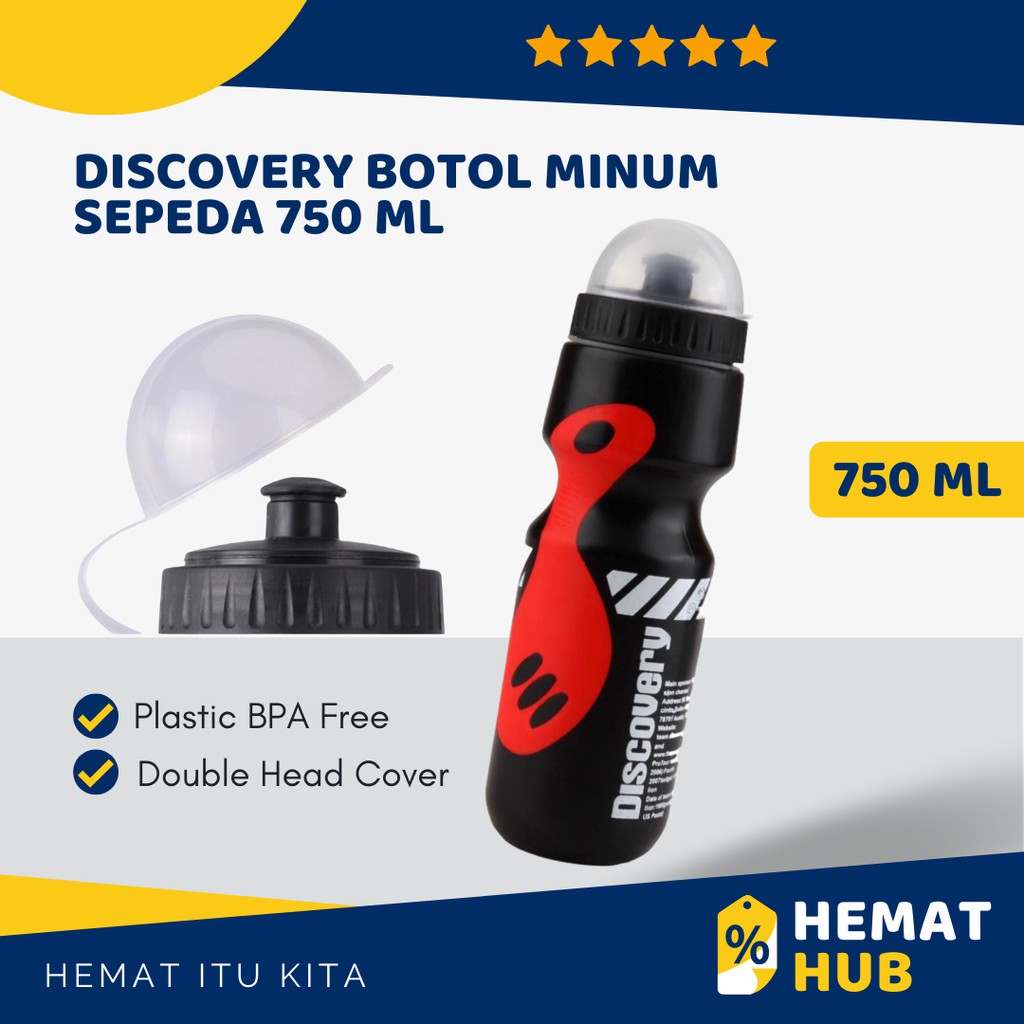 Botol Minum Sepeda Olahraga Tempat Air Anti Bocor Hitam 750 ml Food Grade BPA Free