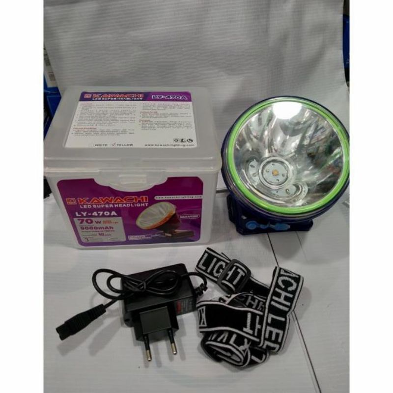 Senter Kepala Cas Kawachi 70 Watt LY-470A Senter LED Super Terang Jarak Jauh Anti air