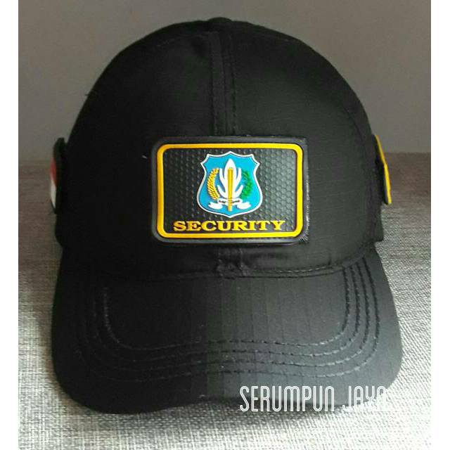 TOPI SECURITY LOGO BIRU - TOPI SECURITY LOGO BIRU 3PATCH VELCRO HITAM