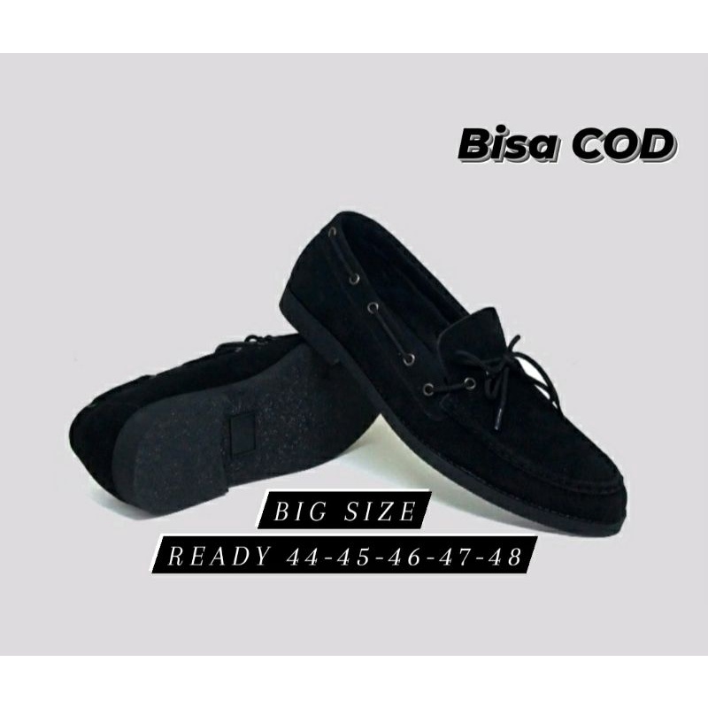 COD / Sepatu Loafers BRX-7 Black Big Size 44-45-46-47-48 Slip ON Moccasin Casual Ukuran Besar Khusus Kaki Gemuk Lebar Anti slip, 48